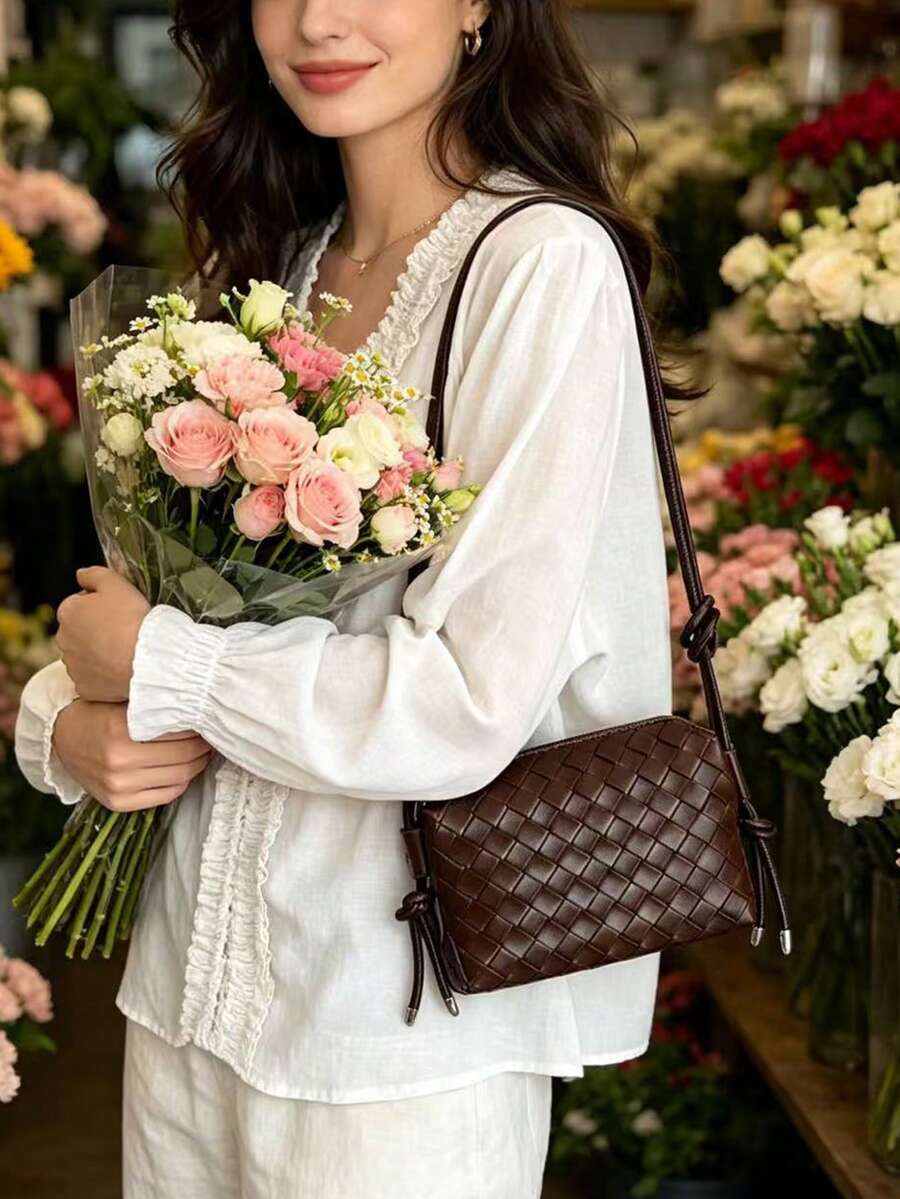 女款時尚極簡主義單肩包,手機包,貴金屬鏈條手提包,適合約會晚餐、年輕女孩、情侶約會、商務晚餐及其他場合 - 咖啡 - 查看 1