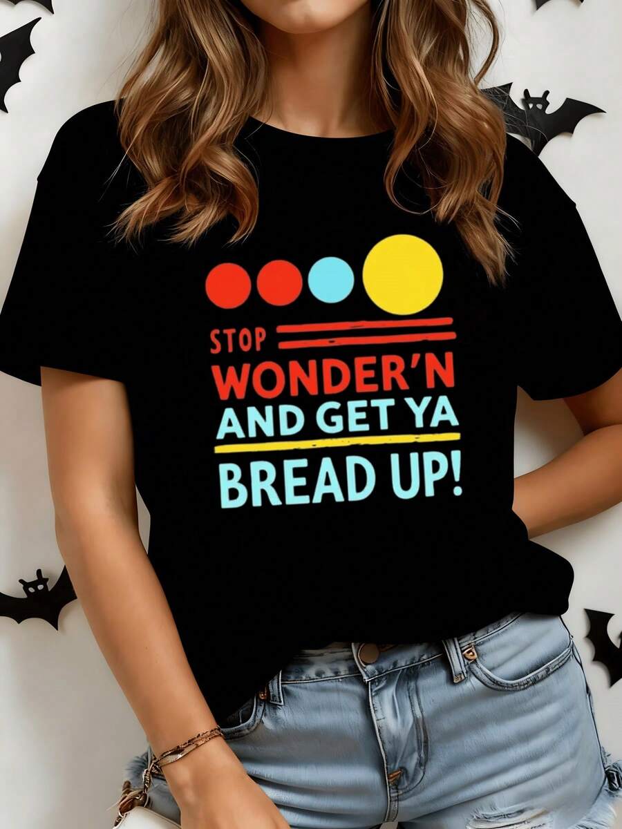 Motivational Phrase With Colorful Circles That Conveys Positive Energy And Determination To Pursue Personal Goals. Modern Casual Women's T-Shirt Ideal For Urban Outfits. - 黑色 - 查看 1