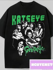 Camiseta Gráfica Kat Eye Everything'S Gnarly |   Camiseta de fan de grupo de chicas populares, ropa urbana de moda, estética de música pop Y2K, cuello redondo, corte regular. - Negro - Ver 6