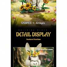 Puzzle Balok Bangunan Hewan Kelinci Pastoral Kreatif Dekorasi Rumah, Rakitan Kelinci Bunga Pedesaan, Ornamen Dekorasi Rumah, Penghilang Stres, Hadiah Liburan Hadiah Ulang Tahun - MultiWarna - View 9