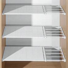 Portable Expandable Storage Shelves No Drilling Required Wardrobe Storage with Layered Partition Cabinets with Layered Shelves - 24x38-60cm - Ver 2