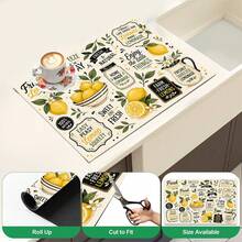 1pc Lemon Pattern Absorbent Drying Mat, Kitchen Decor Coffee Machine Pad, Beverage Coaster, Bowl Dish Drying Mat, Handmade Coffee Pot Drainer, Kitchen Floor Mat, Placemat, Tabletop Dish Drying Pad, Breakfast Mat, Heat-Resistant Anti-Slip Drying Mat, Diatomite Draining Pad, Hides Stains, Super Absorbent Kitchen Mat, Easy To Clean Dish Rack Mat, Suitable For Kitchen, Dining Table, Cafe, Bar, Holidays, Parties, Home Decor, Holiday Gifts - Multicolor - View 5