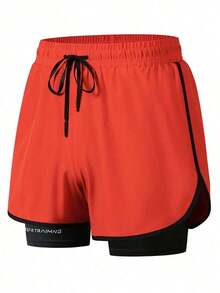 Women's Quick-Dry Yoga Shorts - Lightweight And Breathable Sports Shorts, Summer Black Elastic Fitness Shorts For Women - 紅橙色 - 查看 9