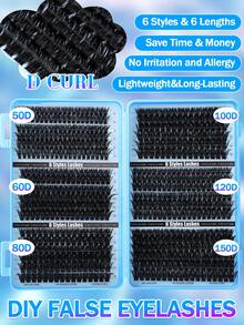 720/684/648pcs Super Dense False Eyelash Set, 8-16mm, 10D-150D Curl, Natural Look, Fluffy & Voluminous, Suitable For Daily Use And Beginners, Mixed Styles For Free Combination - Blue - View 7