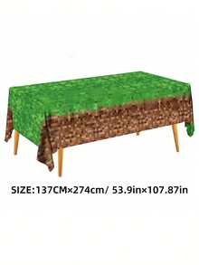 Minecraft 1 pièce Nappe Bloc d'herbe Pixel Battle Jeu électronique thème de fête, Jeu de bac à sable, Steve, Alex, Passif, Villageois Nappe de décoration d'anniversaire, Nappe de fête de vacances, Décoration de fête parfaite pour Halloween, Noël, Anniversaire - Multicolore - Voir 6