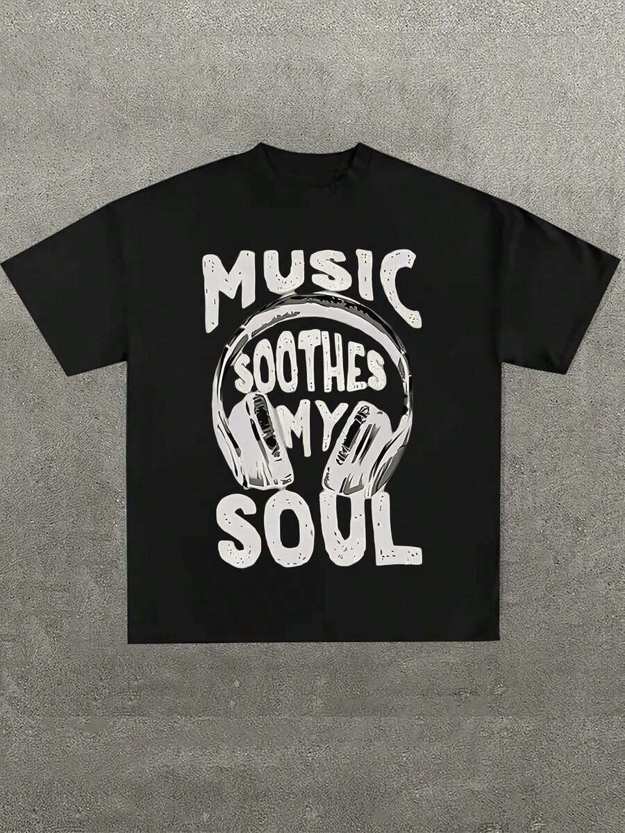T-Shirt With Casual Print, 100% Cotton, Round Neck, Short Sleeve, 220g Cotton, For Going Out, Gift, Summer, Unisex, Scar Face Tony Lots O Light (1 Piece). - 黑色 3 - 查看 1