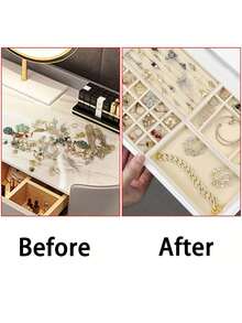9pcs/Set Jewelry Tray Organizer, Jewelry Necklace Earring Ring Display Storage Box, Stackable Jewelry Holder Case Makeup Cosmetic Organizer For Earrings Necklace Rings Bracelets Pendants Faux Pearl Valentine Day Back To School - Multicolor - View 6