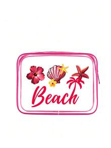 Pvc Transparent Makeup Bag With Colorful Seashells, Starfish, Pearl Patterns, Travel Wash Bag, Ocean Themed Large Capacity Transparent Makeup Bag, Waterproof And Easy To Clean Makeup Bag, Lightweight Sunscreen Storage Bag Suitable For Swimming, Beach Diving, Summer Vacation, Students Returning To School, Beautiful Birthday Gift, Holiday Gift, Party Gift, Mother's Day Gift, Travel Gift, Wedding Gift, School Gift, Teacher's Day Gift - Multicolor - View 12