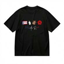 1 Piece Puerto Rico T-Shirt, Vacation Destination T-Shirt, Matching Family T-Shirt, Women's T-Shirt, 180g, 100% Cotton - 黑色 - 查看 12