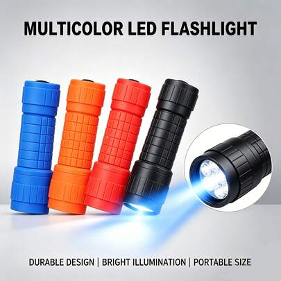 1 pièce Ultra lumineux 9 LED Lampe de poche, Torche étanche en ABS à réglage multi-vitesse, Lampe de poche portable à main pour urgence avec cordon pour le camping, la randonnée, usage domestique, pile non incluse