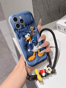 Disney Mickey Mouse Clubhouse Phone Case : 3D Fluffy Pattern Border Protector Phone Soft Phone Case With A Free Cute Mickey Bracelet Chain Lanyard, Mickey, Minnie, Goofy, Donald Duck, Daisy Duck, Pluto, For Apple 17 Promax 17 Pro 16 15 14 13 12 11 Pro Max XS Max X XR Soft Cover Summer Phone Case - 白色 - 查看 4