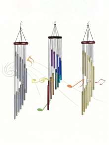 1pc Outdoor Wind Chime, Includes 12 Aluminum Alloy Tubes And Hook, Outdoor Memorial Wind Chime, Holiday Decoration, Party Decoration, Home And Store Decoration, Suitable For Outdoor Garden And Memorial Space Holiday Decoration, Wall Decoration Gift, Birthday Gift - One Size Fits All - View 3