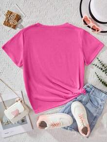 Camisetas de manga corta tallas grandes "Too Many Storms" - Rosa Fucsia - Ver 2