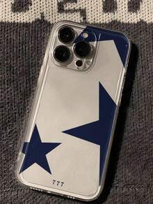 1Funda de teléfono a prueba de golpes de TPU con patrón geométrico de estrella en negro y azul, compatible con las series Apple 16, 15, 14, 13, 12, 11 Pro Max. Versión internacional, no la versión nacional. Regalo de cumpleaños, aniversario o celebración de primavera - Estilo 9 (1 pieza) - Ver 3