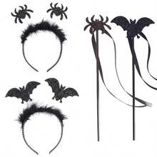 Halloween Bat Magic Wand Set With Spider Headband, Party Costume Props, Holiday Magic Wand, Perfect For Trick Or Treat, Costume Parties, And Decorations - Multicolor - View 1