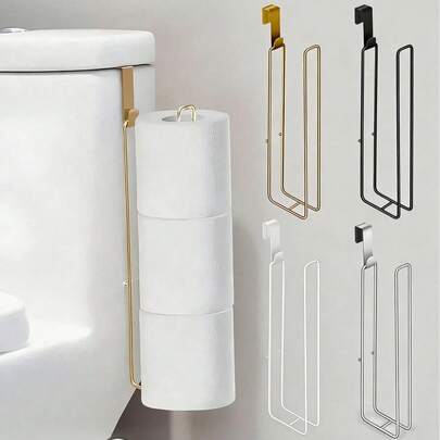 No Drill Wall-Mounted Tissue Paper Holder, Rust-Proof Metal Toilet Paper Rack, Suitable For Bathroom And Kitchen, Multi-Function Paper Towel Storage Rack, Practical Bathroom Storage Rack, No Drill Installation Design, Multi-Purpose Storage Hook, Applicable For Bathroom, Kitchen And Home Decor