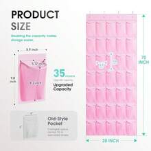 Over The Door Shoe Organizer For Closet Storage Breathable Mesh Black 35 Pockets With 4 Metal Hooks Large Capacity - 粉色 - 查看 3