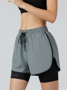 Women's Quick-Dry Yoga Shorts - Lightweight And Breathable Sports Shorts, Summer Black Elastic Fitness Shorts For Women - 灰色的 - 查看 12