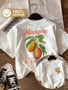 Summer Tops [Double Side Print] Women's Summer Casual Top, Illustrated Style, Mango And Leaf Design, Sweet Tropical Print, Cotton Round Neck Short Sleeve T-Shirt [Ling], Classic Argentina Number 10 T-Shirt. - White - View 6