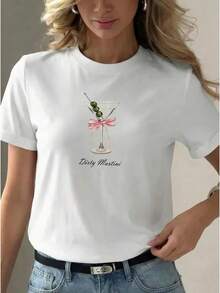 Camiseta de manga corta 100% algodón, casual y elegante, con un estilo relajado, estampado único y divertido, corte holgado, disimula imperfecciones del cuerpo, top estilo hiphop. - Blanco - Ver 9