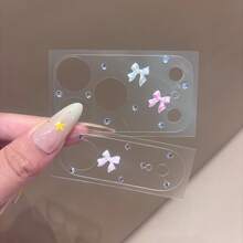 1Pc Girl Pink Bow Lens Compatible With Apple 17Promax/17pro Base Lens Protector, Perfect Gift - Pink and White Bow - View 6