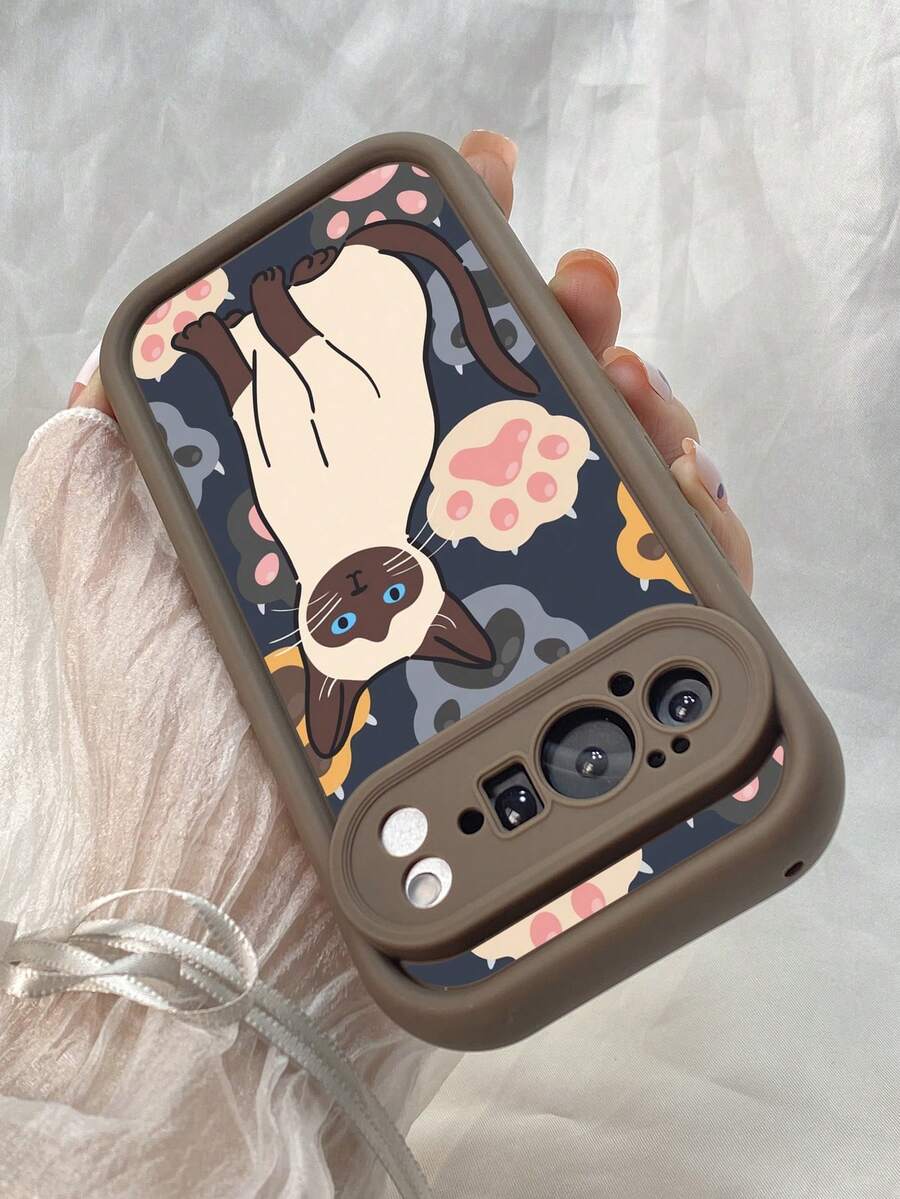NR180 シャム猫のかわいい猫,対応するPixel 10 9 8 Pro 9A 8A ケース、対応するiPhone17 16 15 14 13 12 11 Pro Max 7 8 16 15 14 Plus 16e 17e 17 Air ケース、フルカメラ保護ソフト TPU ケース、キャンディカラーエンジェルアイラダーマットシリコン肌に優しいタッチフォンケースカバー（女性＆女の子向け） - カーキ - チェックする 1