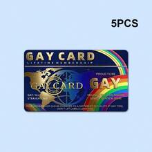1/3/5pcs Rainbow Pride Lifetime Membership Card - Premium Decorative PVC Card (Not Sticker), Luxury Blue Background Gold Text Double Rainbow Design, LGBTQ+ Community Funny Gift - B - View 14