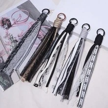 2pcs/Pack Dark-Colored Lace Ribbon Keychain, 21cm Long, Phone/Bag Charm, DIY Home Decor & Car Hanging Accessory - Ornament Cord - View 6