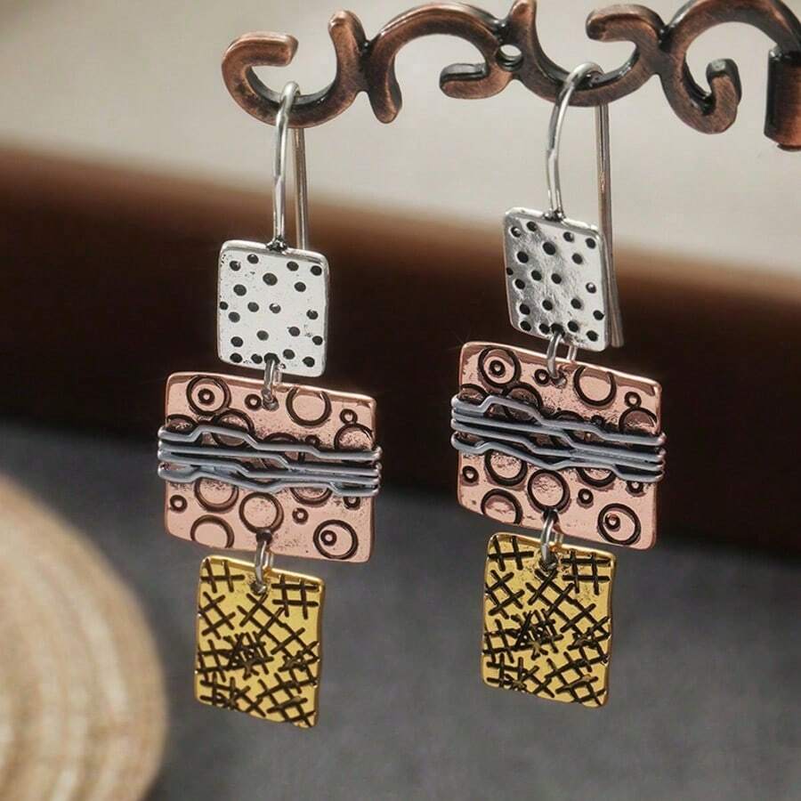 Khuyên tai phong cách Bohemian cổ điển, khuyên tai dáng dài, phụ kiện dự tiệc lễ hội. - Bạc - Xem 1