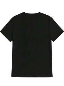 Black T-Shirt With A Grey African Parrot Print For Casual Wear. Loose And Comfortable For Summer. - Black - View 2