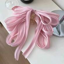 1 pieza Pinza de pelo grande con lazo exagerado de estilo dulce para vacaciones y verano, accesorio de playa, pinza elegante para el cabello - Beis - Ver 5