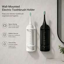 1pc No Drill Electroplated Iron Wall Mounted Suction Cup Toothbrush Holder, Bathroom Toothbrush Storage Rack - Black - View 3