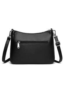 Sac bandoulière en cuir souple et léger pour maman, grande capacité, porte-monnaie et téléphone, sac à épaule, style urbain minimaliste - Noir - Voir 7