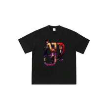 Camiseta unisex de manga corta con estampado gráfico de dibujos animados de anime de los miembros de la banda AJR. - Negro - Ver 1