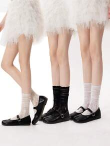 1/3 Pairs Of White Hollow Lace Socks, Spring And Summer Thin Two Toe Socks, Split Toe Socks, Women's Mid Leg Socks, Straight Leg Socks, - Multicolor - View 8