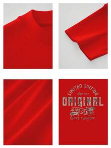 PAYEAH Original Raw Denim 100% Cotton Heavyweight T-Shirt. Suitable As A Gift. Women's T-Shirt. Blouses > Elegant. Boho Chic. Soft, Breathable And Comfortable Women's Top, Ideal For Spring, Summer And Autumn, Perfect For Holidays, Travel And Everyday Wear. - 紅色 - 查看 4