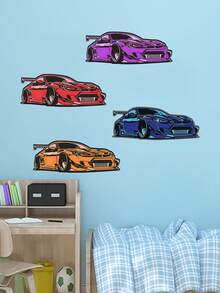 Esta decoração de parede em metal, representando um supercarro em estilo cartoon, é uma peça moderna com temática de corrida, perfeita para salas de estar, espaços íntimos masculinos e garagens. É um presente único para entusiastas de carros e uma escolha ideal para decorar a parede do quarto de um menino. - carro esportivo - Ver 6