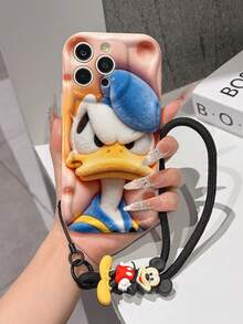 Disney Mickey Mouse Clubhouse Phone Case : 3D Fluffy Pattern Border Protector Phone Soft Phone Case With A Free Cute Mickey Bracelet Chain Lanyard, Mickey, Minnie, Goofy, Donald Duck, Daisy Duck, Pluto, For Apple 17 Promax 17 Pro 16 15 14 13 12 11 Pro Max XS Max X XR Soft Cover Summer Phone Case - trắng - Xem 3