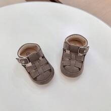 Giày dép cho trẻ sơ sinh 0-1 tuổi, dép xăng đan đế mềm, chống trượt, thoáng khí cho bé trai và bé gái 3-6/7-12 tháng tuổi. - Xám - Xem 5