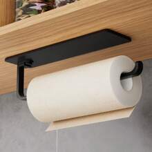 Dispensador de plástico para envolver montado en la pared, soporte para toallas de papel sin necesidad de taladrar, estante para papel higiénico de baño - Multicolor - Ver 13