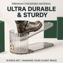 10pcs Adjustable Double Layer Shoe Rack, Space-Saving Shoe Organizer, Double Layer Shoe Shelf, Home Shoe Cabinet Expansion Tool, Suitable For Sneakers, High Heels, Leather Shoes, Slippers, Closet And Entryway Storage - Multicolor - View 10