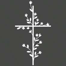 Cross And Flower Plant Stickers, Flower Cross Car Stickers, Plant Notebooks, Water Bottles, Bumpers, Faith Stickers - A - View 7