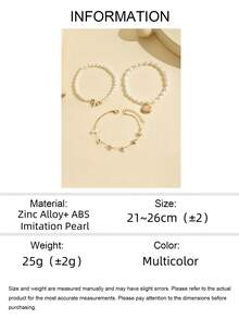 3 pezzi Cavigliera alla moda minimalista con stelle marine bianche, perle finte, conchiglie dorate e pietre, adatta per uso quotidiano e viaggi di vacanza per adolescenti e giovani adulti - Multicolore - Visualizzare 5