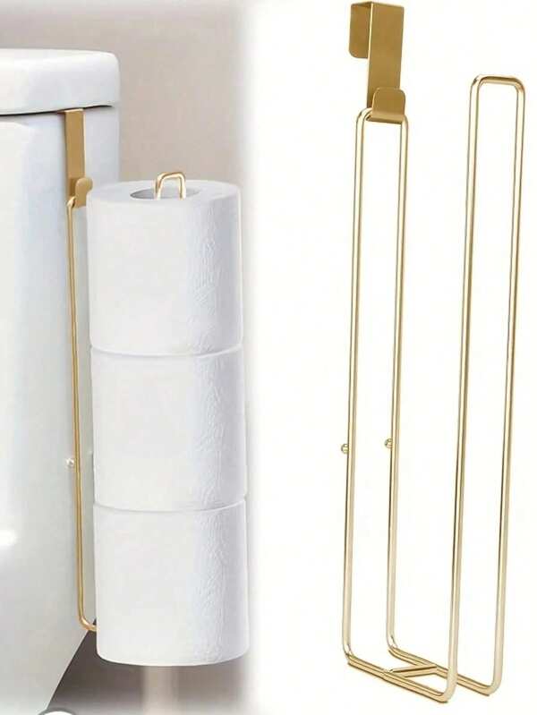 Lengthened No Drill Wall Mounted Tissue Holder,No Drill Toilet Paper Holder, Toilet Paper Holder, Metal Anti-Rust Toilet Paper Rack, Suitable For Bathroom And Kitchen, Multi-Functional Paper Towel Storage, Practical Bathroom Organizer, Punch-Free Installation Design, Multipurpose Storage Hanger For Restroom, Kitchen And Household Decoration