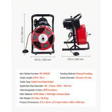 Drain Cleaner Machine 50 FT X 1/2 Inch, Manual Feed Sewer Snake Auger With 4 Cutters & Air-Activated Foot Switch For 2" To 6" Pipes - 50 FT x 1/2 Inch, Pengumpanan Manual - View 11