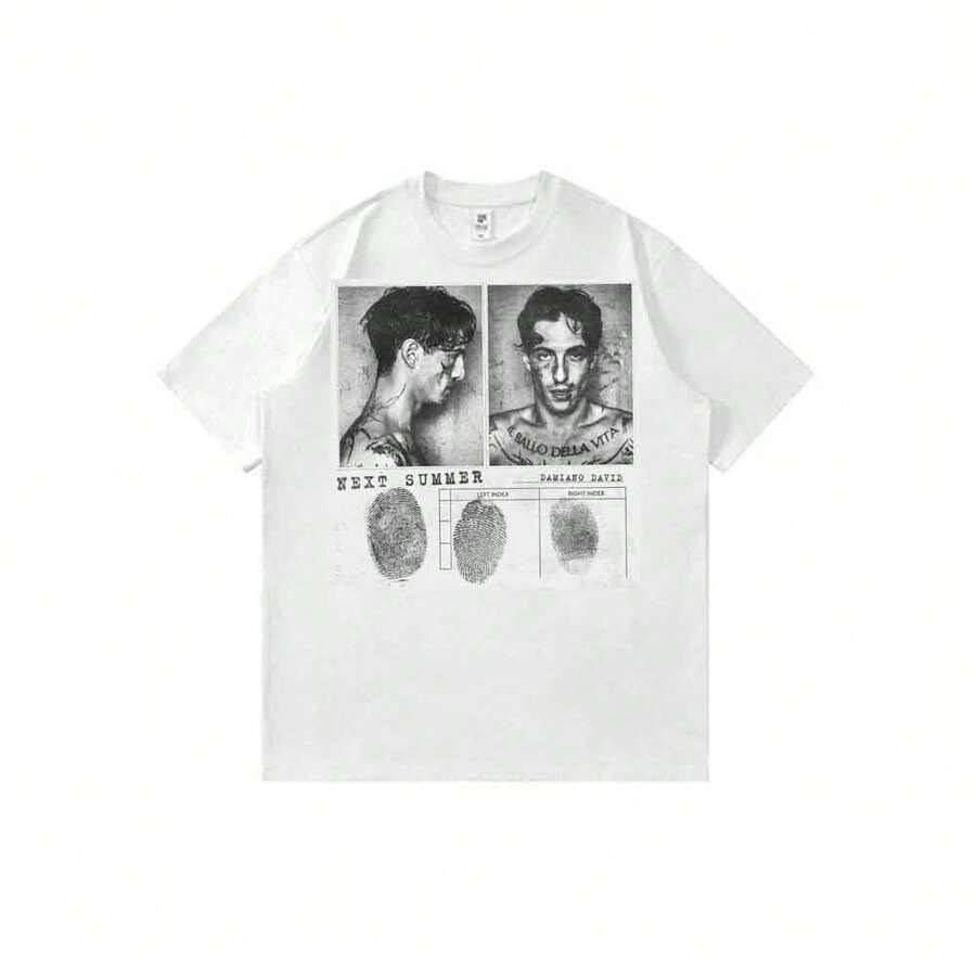 Unisex T-Shirt With Anime Cartoon Collage Style Print By Damiano-David, Casual Summer Style, Round Neck. - 白色 - 查看 1