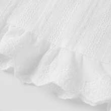 Short Sleeve T-Shirt For Women Square Neck A-Line Ruffled Top For Daily Shopping Office Travel,Babydoll Long Top,Summer Y2k Pachwork Tank Top,Casual Comfy Going Out Top - White - View 10