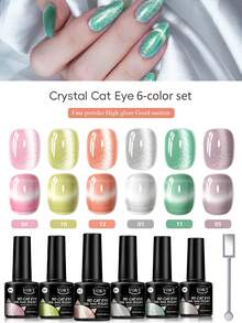 VOKY Juego de 7 piezas de gel de uñas premium con efecto ojo de gato, incluye herramientas magnéticas y partículas de purpurina magnética de moda, sin formaldehído, adecuado para salones de uñas y principiantes - Multicolor - Ver 13