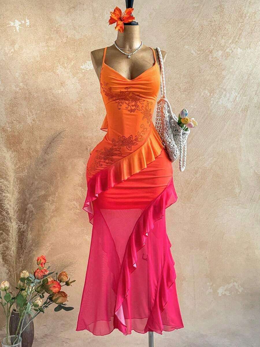 Women Midi Dresses - Burnt Orange - View 1