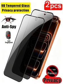 Bộ 2 miếng dán bảo vệ màn hình, tương thích với iPhone 17/16/16e/15/14/13/13 Pro/12/11/17 Pro Max/17 Air/16 Pro Max/15 Pro Max/14 Pro/Plus/Mini/X/XR/XS Max, kính cường lực 9H+, chống trầy xước, phủ toàn màn hình, chống nhìn trộm, chống chói, chống bám vân tay. - màu đen - Xem 29
